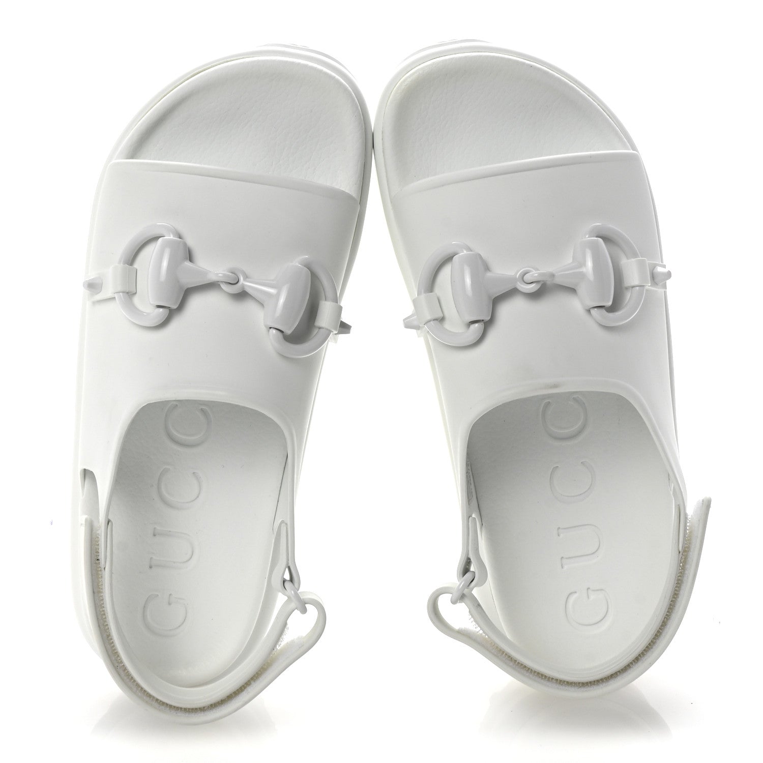 Gucci Soft Rubber Horsebit Touch Womens Strapped Sandals 37 Great White 2 of 9