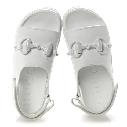 Gucci Soft Rubber Horsebit Touch Womens Strapped Sandals 37 Great White 2 of 9
