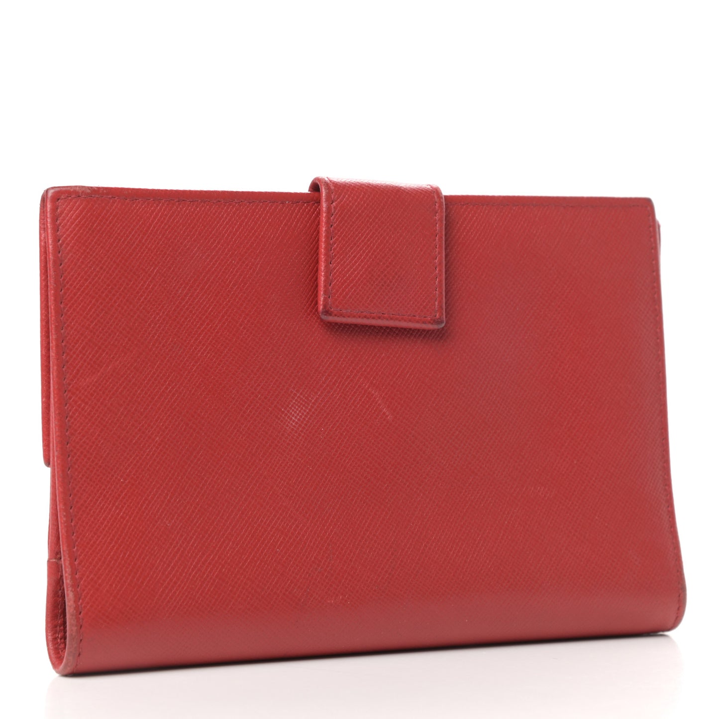 Saffiano Flap Compact Wallet Rosso