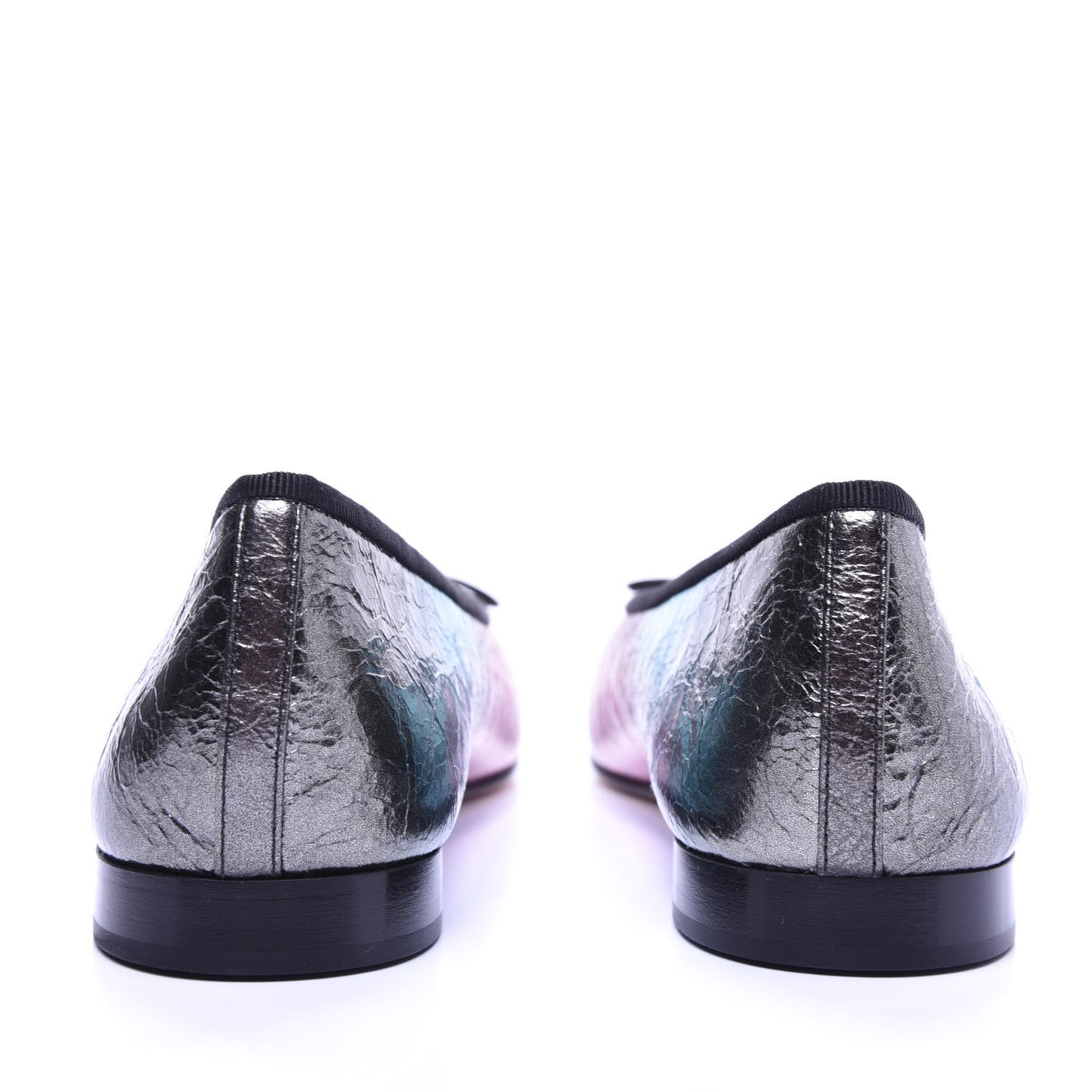 Laminated Calfskin Grosgrain Cap Toe CC Ballerina Flats 41 Multicolor Black