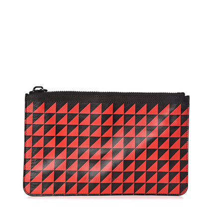 Proenza Schouler Calfskin Triangle Print Zip Pouch Black Red 1 of 6