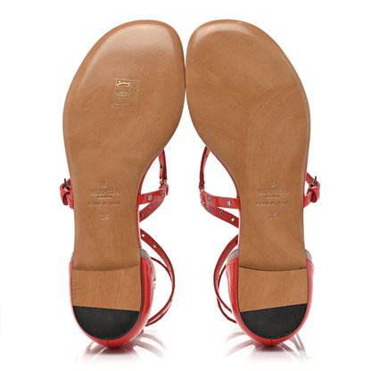 Valentino Garavani Patent Love Latch Gladiator Flat Sandals 36 Deep Coral Poudre 5 of 8