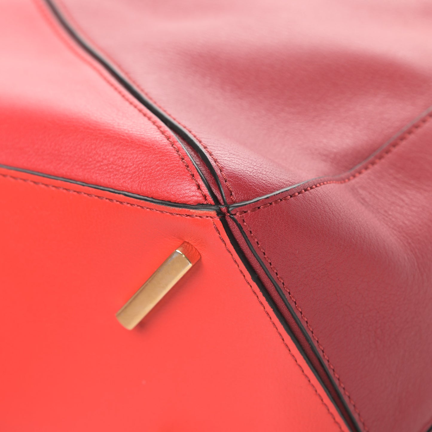 Calfskin Colorblock Medium Puzzle Bag Red