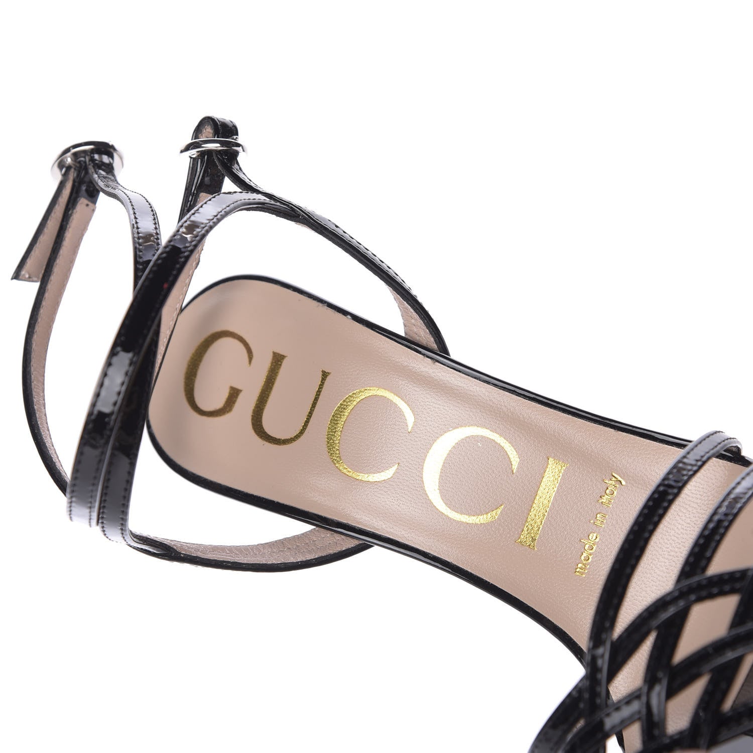 Gucci Patent Strappy Sandals 36 Black 7 of 7