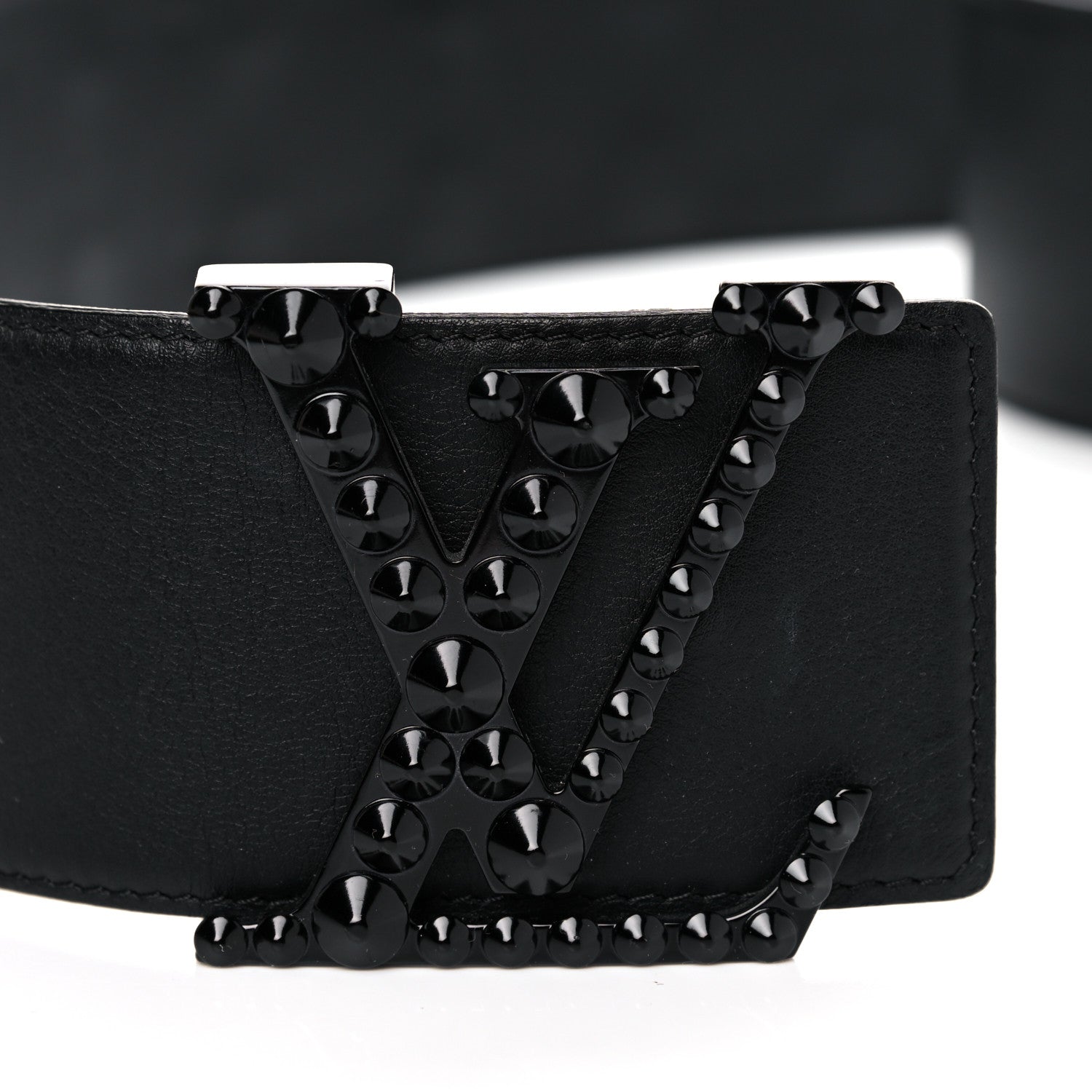 Louis Vuitton Calfskin LV Initiales Clous Belt 85 34 Black 4 of 4