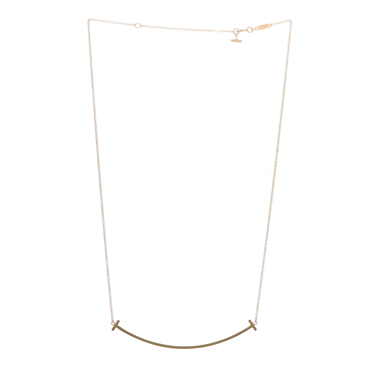 18K Yellow Gold Large T Smile Pendant Necklace