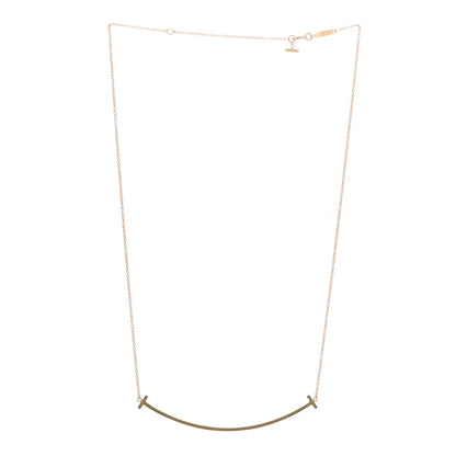 Tiffany 18K Yellow Gold Large T Smile Pendant Necklace 3 of 6