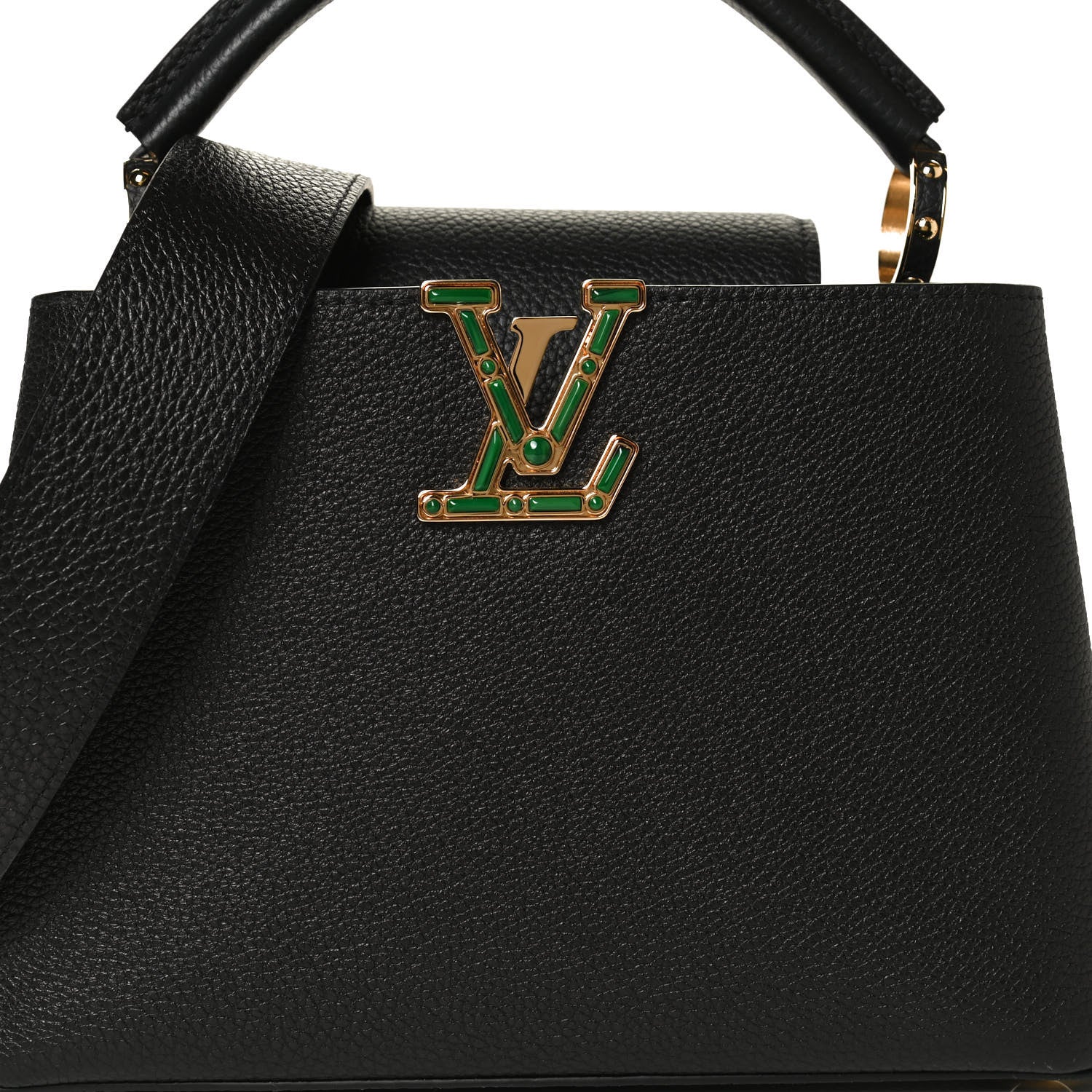Louis Vuitton Taurillon Malachite Effect Capucines BB Black 7 of 9