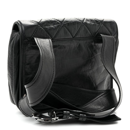Chanel Aged Calfskin Quilted Vintage Ligne Messenger Flap Black 3 of 10