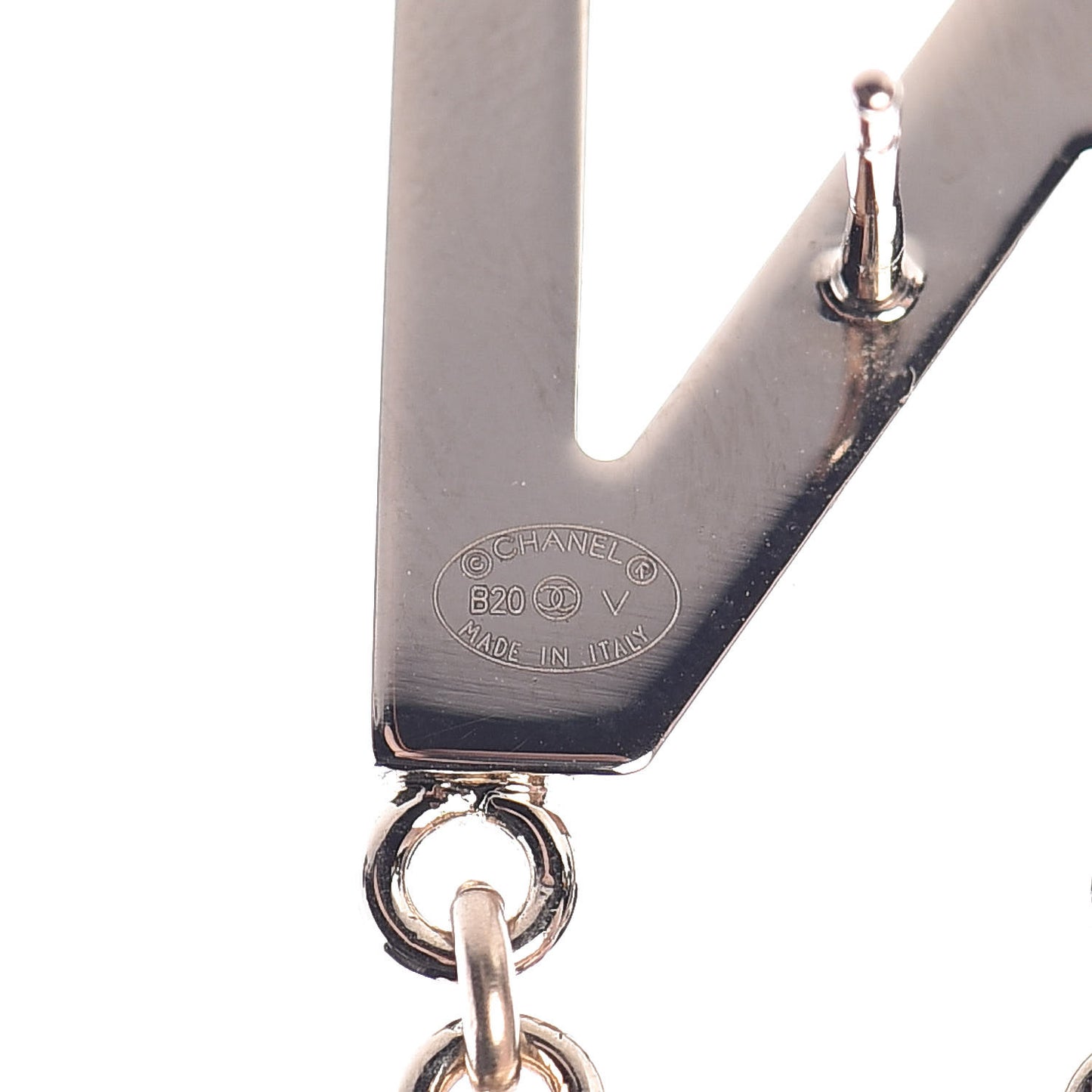 Metal Cha-Nel Logo Drop Earrings Gold