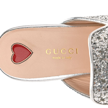 Gucci Glitter Womens Princetown Slippers 36 Silver 7 of 10