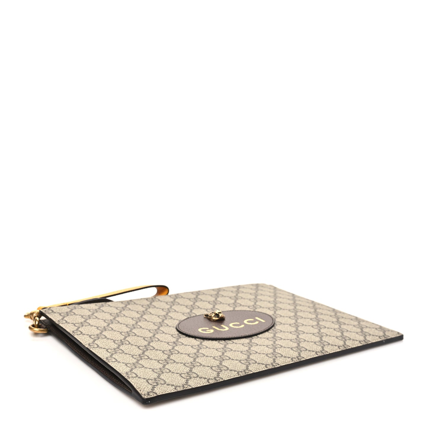 GG Supreme Monogram Neo Vintage Zip Wristlet Pouch Beige New Acero Crop