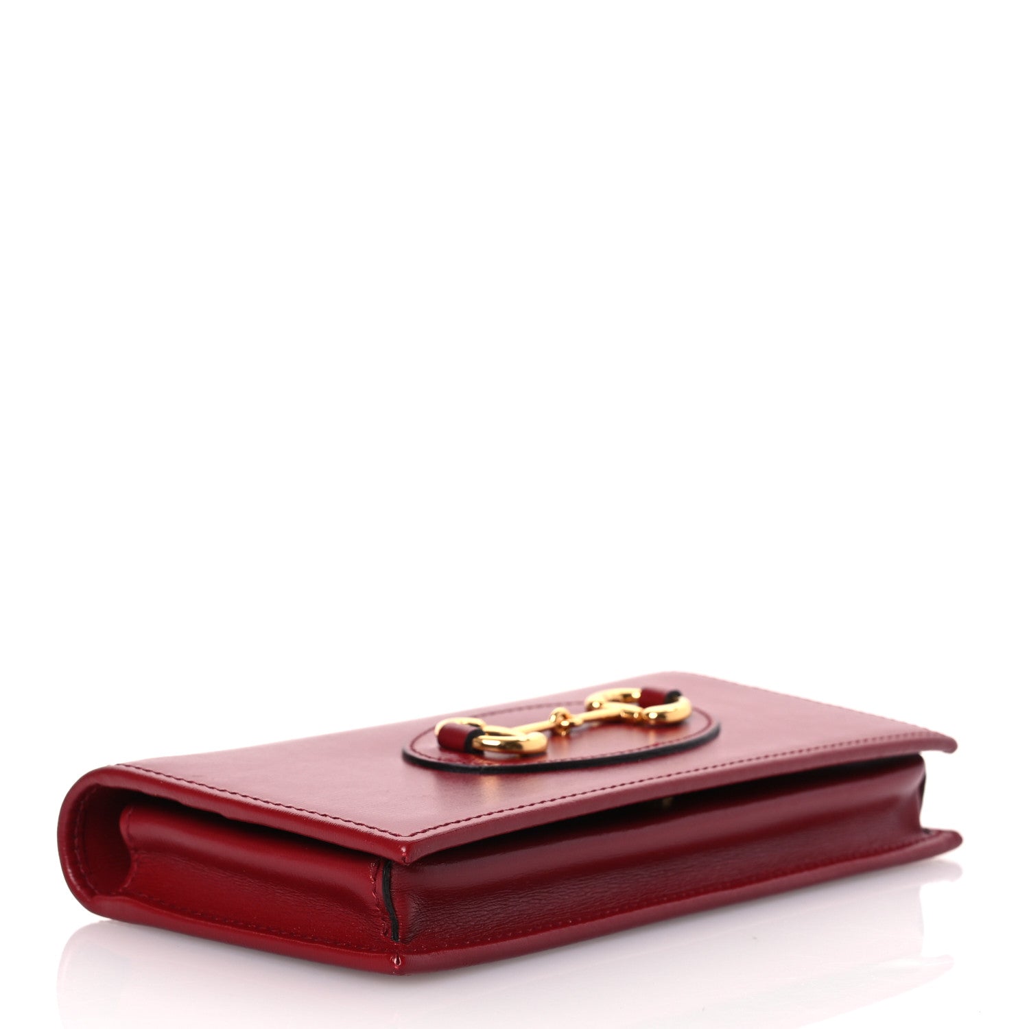 Gucci Boarded Plutone Calfskin Horsebit 1955 Wallet On Chain New Cherry Red 4 of 15