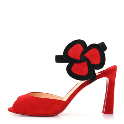 Christian Louboutin Veau Velours Pansy 85 Sandals 39.5 Loubi Black 1 of 8