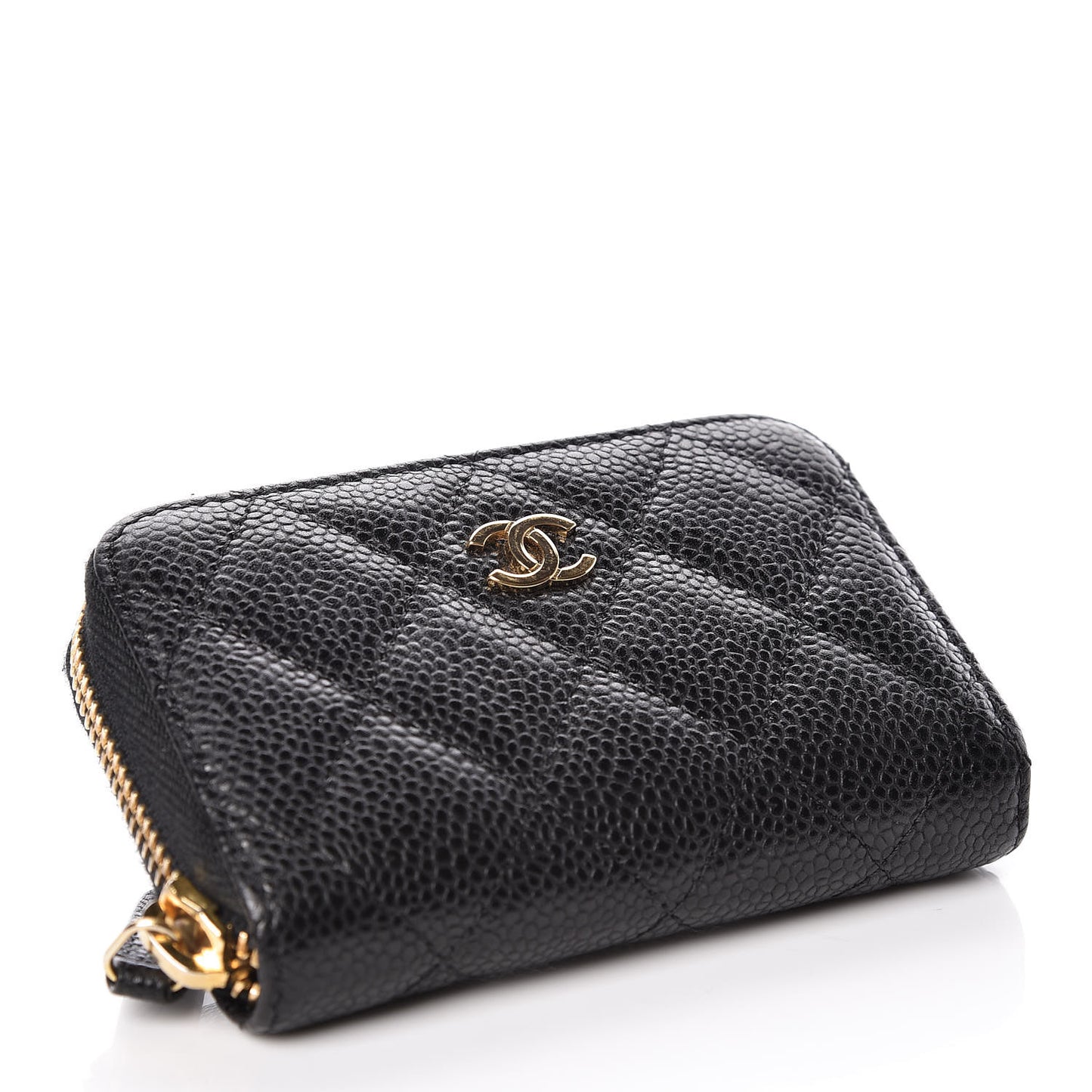 Caviar Quilted Zip Coin Purse Black