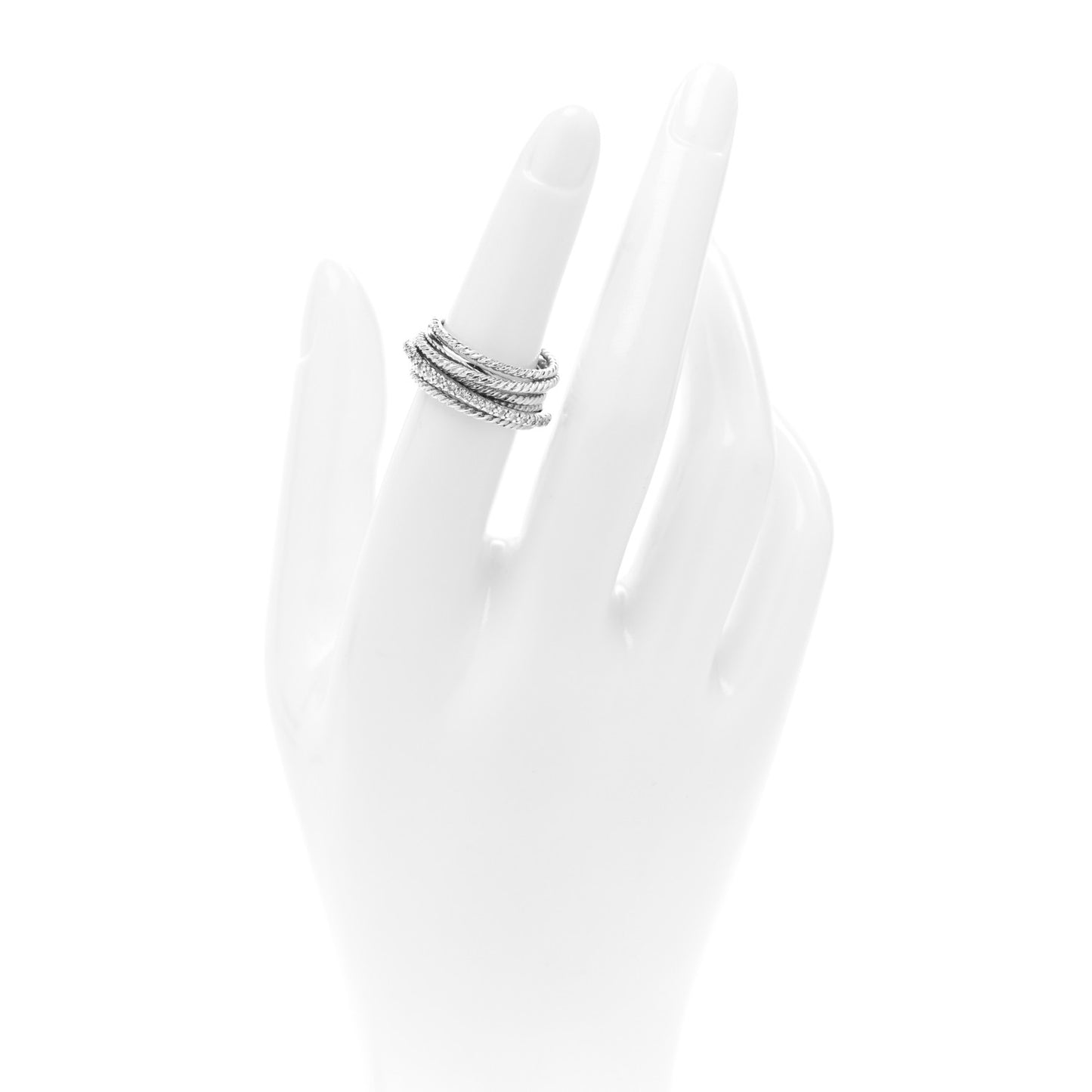 Sterling Silver Diamond 11mm Wide Crossover Cable Ring 52 6