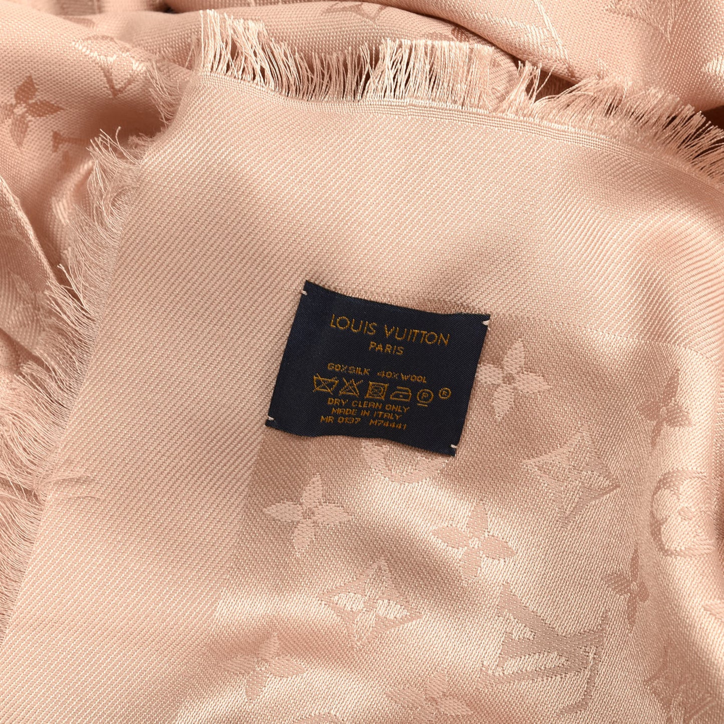 Silk Wool Monogram Shawl Natural