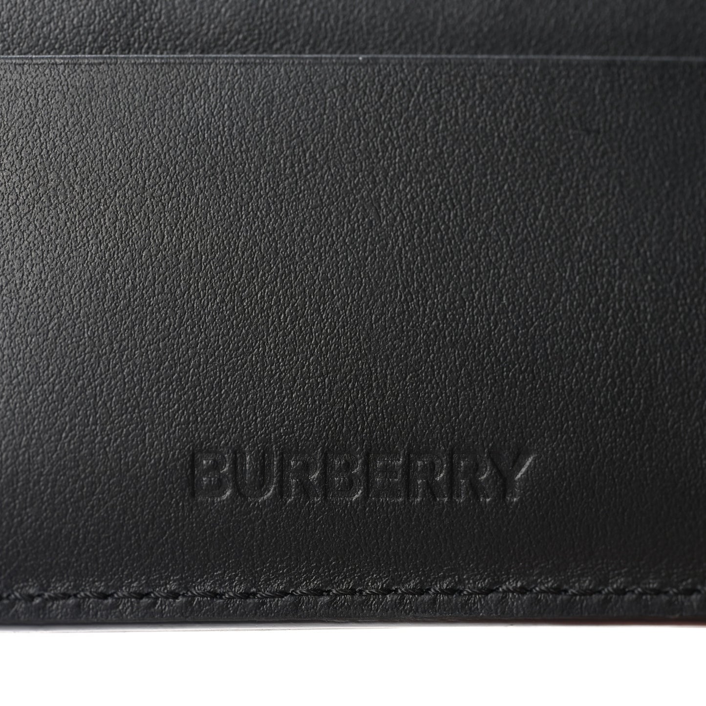Canvas Icon Stripe Calfskin Embossed Bi-Fold Wallet Black