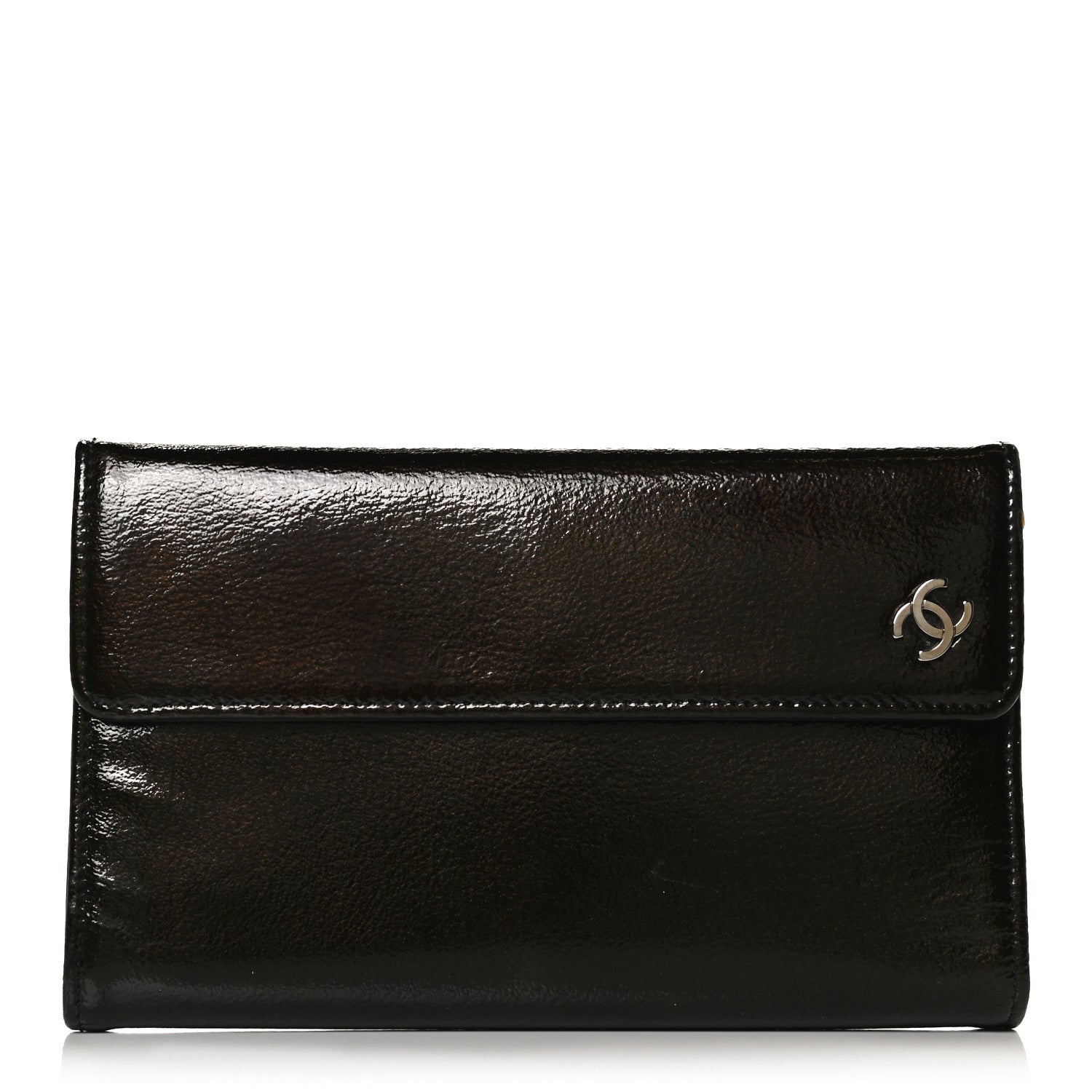 Chanel Patent Goatskin Large Flap Wallet Dark Brown 1 of 10