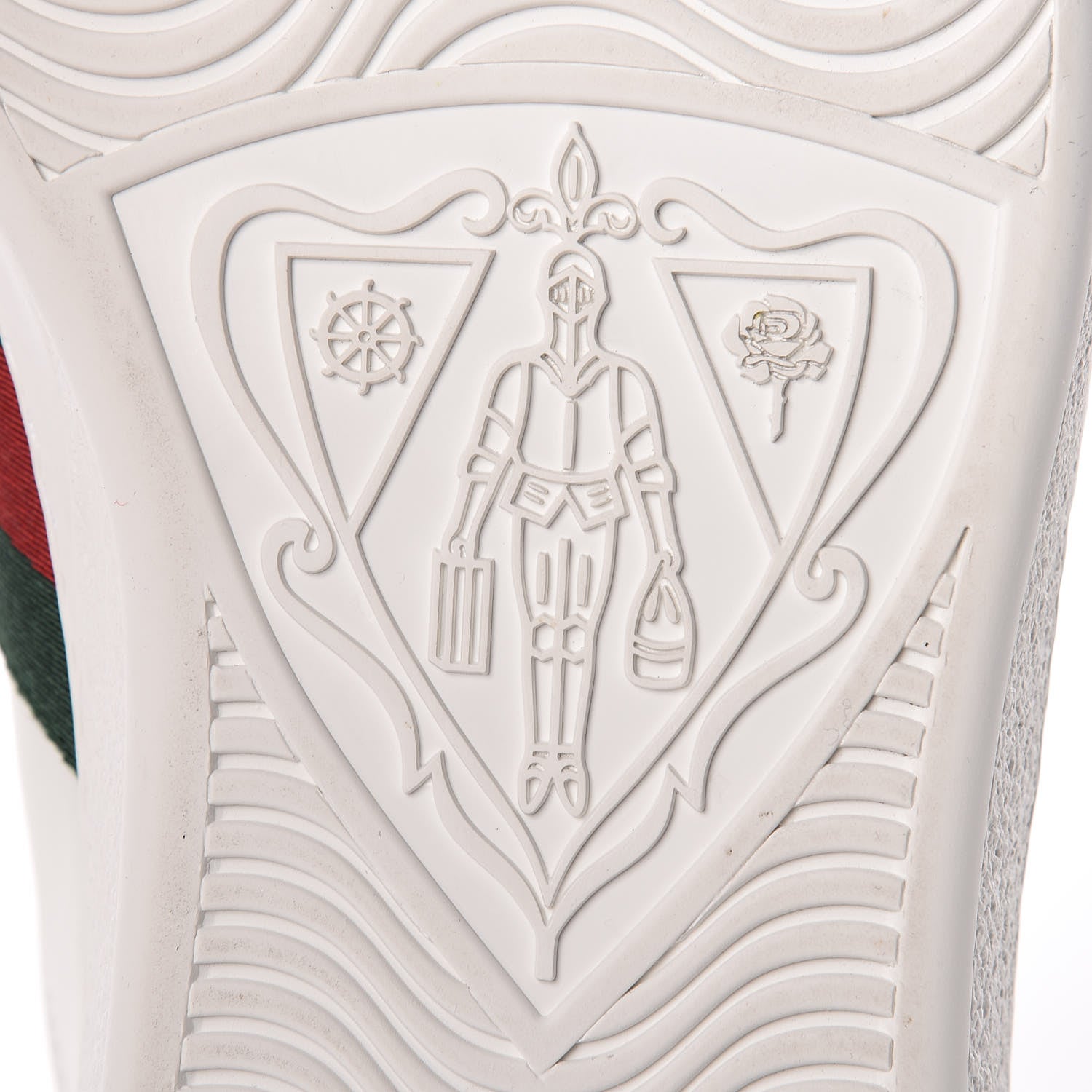 Gucci Miro Soft Calfskin Laminated Ayers Web Bee Embroidered Mens Ace Sneakers 9.5 White Green 10 of 15