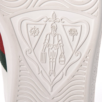 Gucci Miro Soft Calfskin Laminated Ayers Web Bee Embroidered Mens Ace Sneakers 9.5 White Green 10 of 15