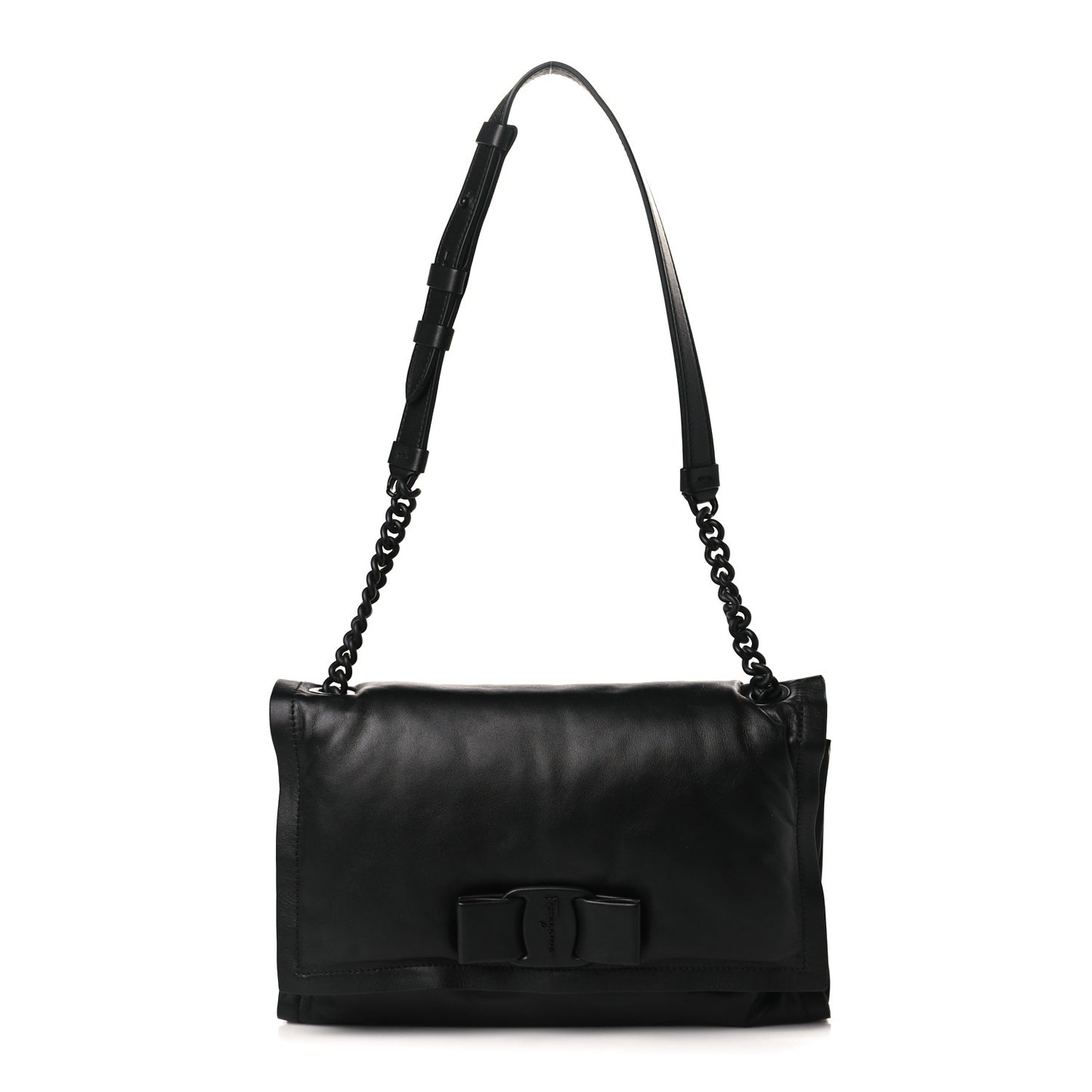 Calfskin Small Viva Bow Shoulder Bag Black