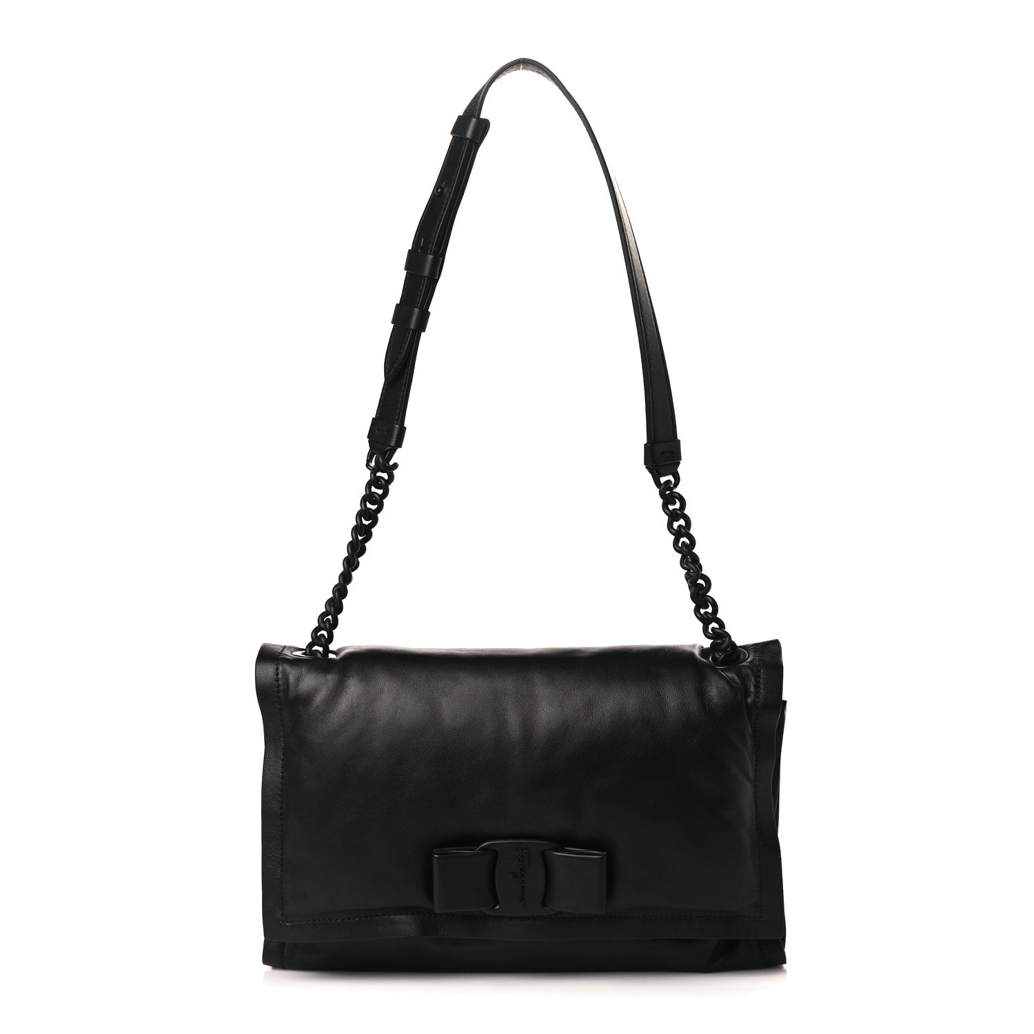 Salvatore Ferragamo Calfskin Small Viva Bow Shoulder Bag Black 1 of 9