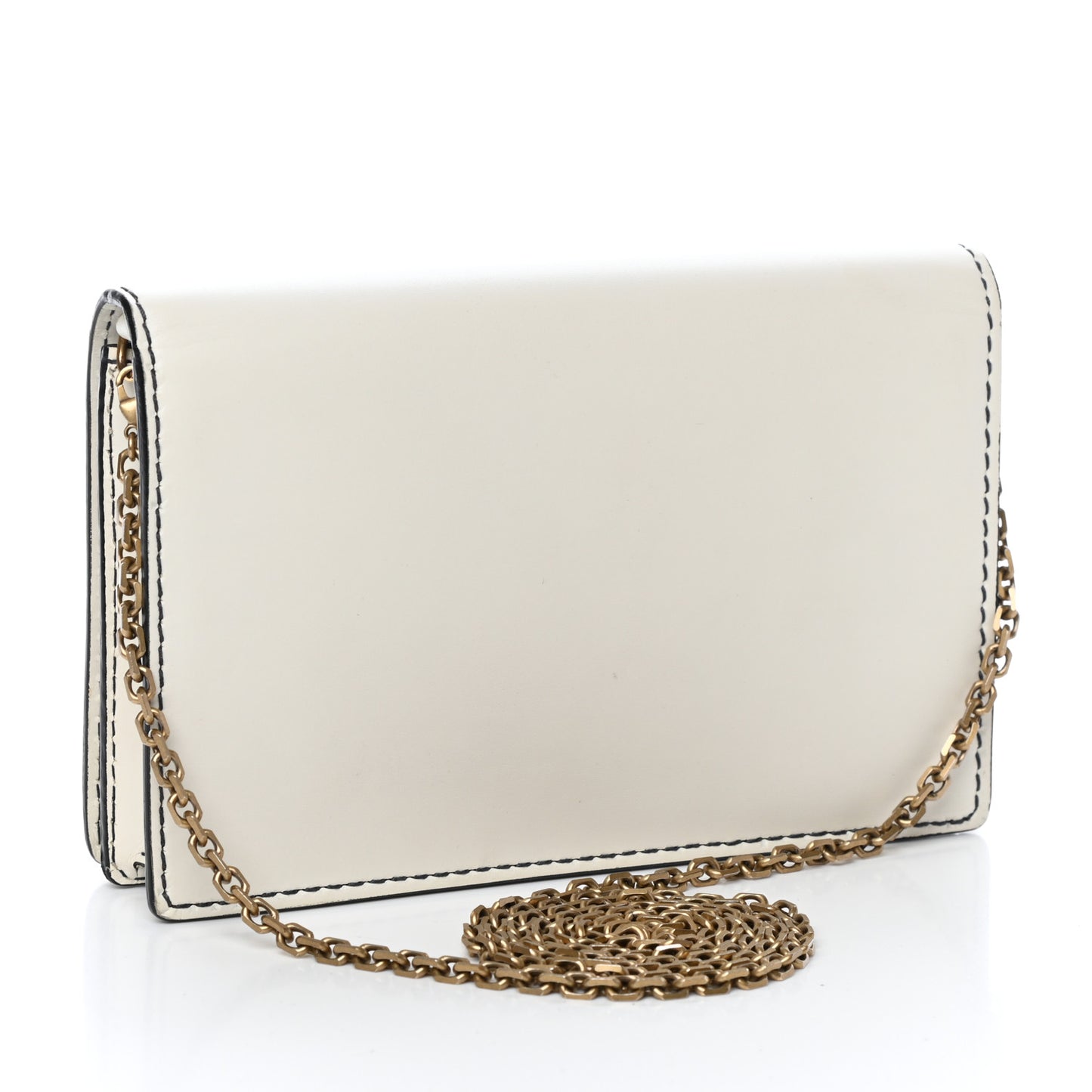 Calfskin J'Adior Wallet on Chain Pouch Off White