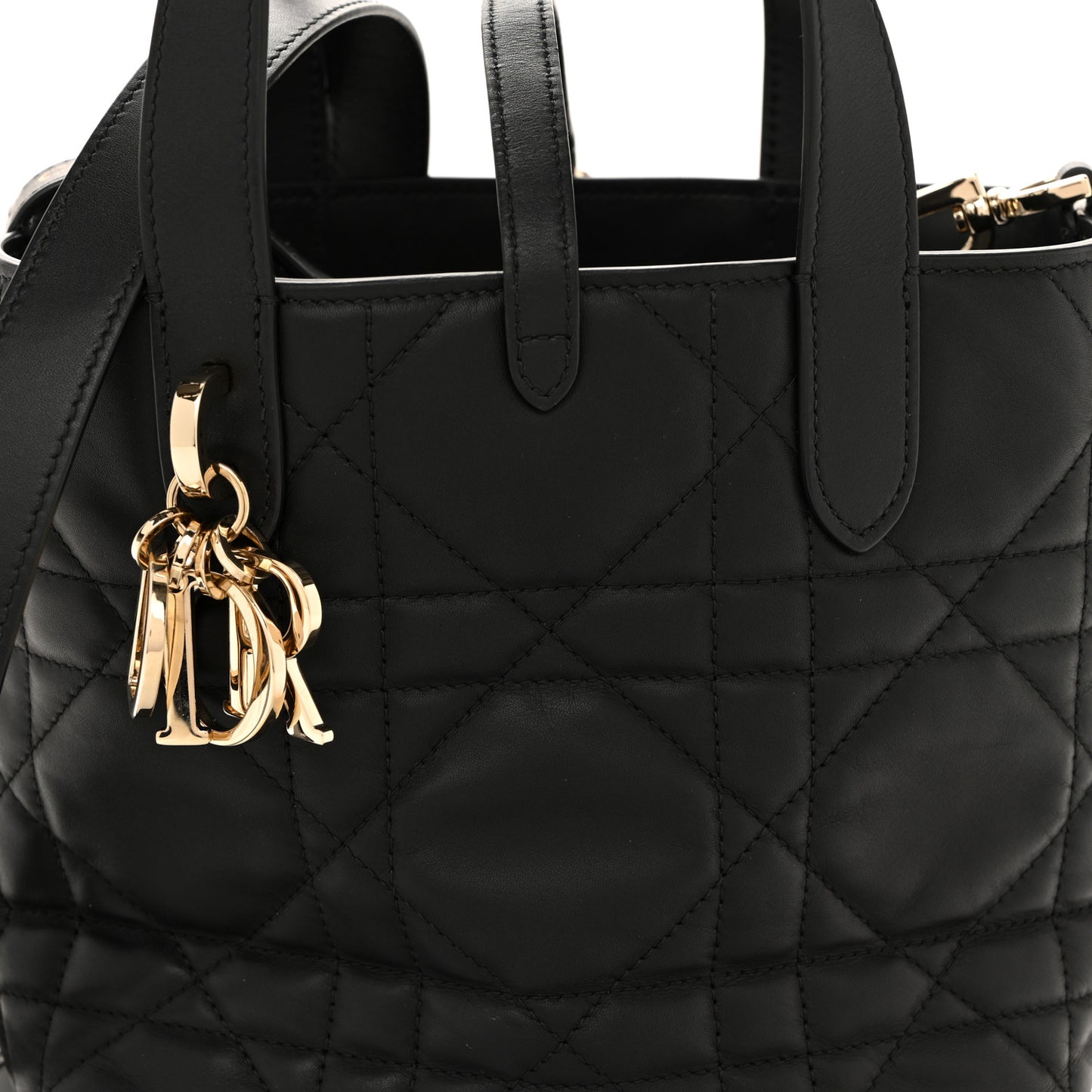 Calfskin Macrocannage Small Toujours Vertical Tote Black