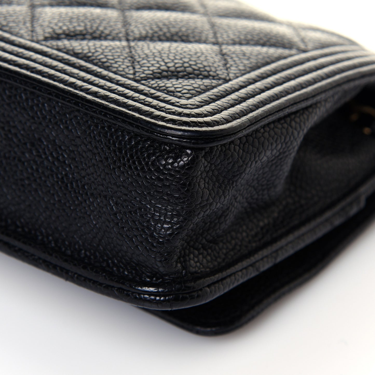 Caviar Quilted Boy Wallet On Chain WOC Black