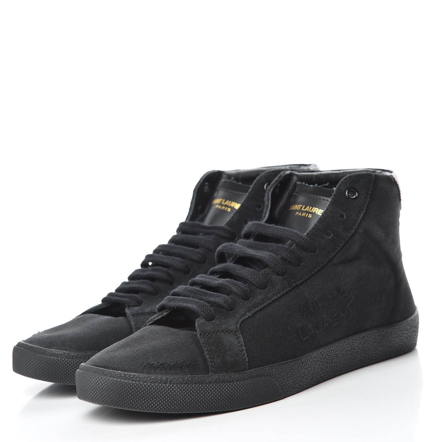 Distressed Canvas Mens Classic Court High Top Sneakers 43 Black