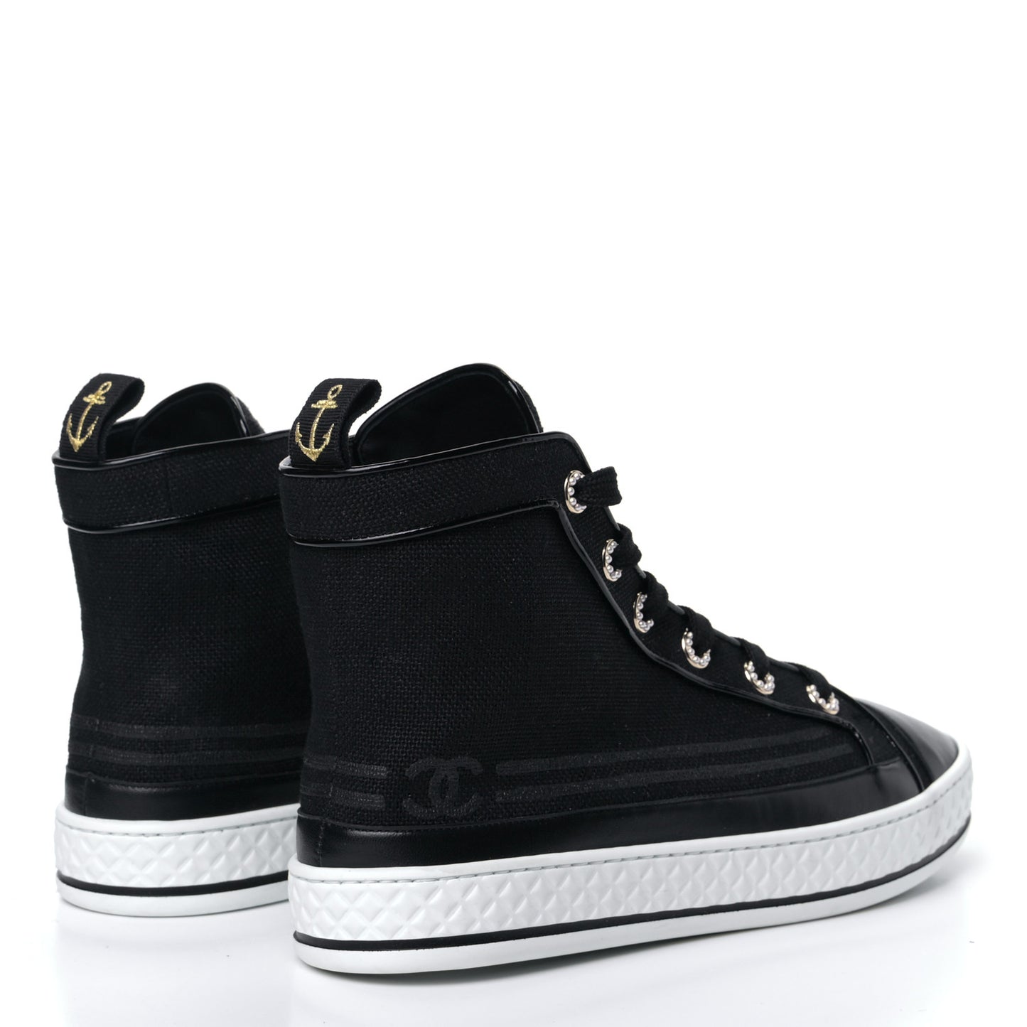 Fabric Lambskin Lace Up Cap Toe Sneakers 38.5 Black