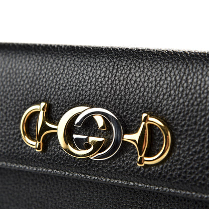 Gucci Grainy Calfskin Zumi Flap Card Case Black 6 of 7