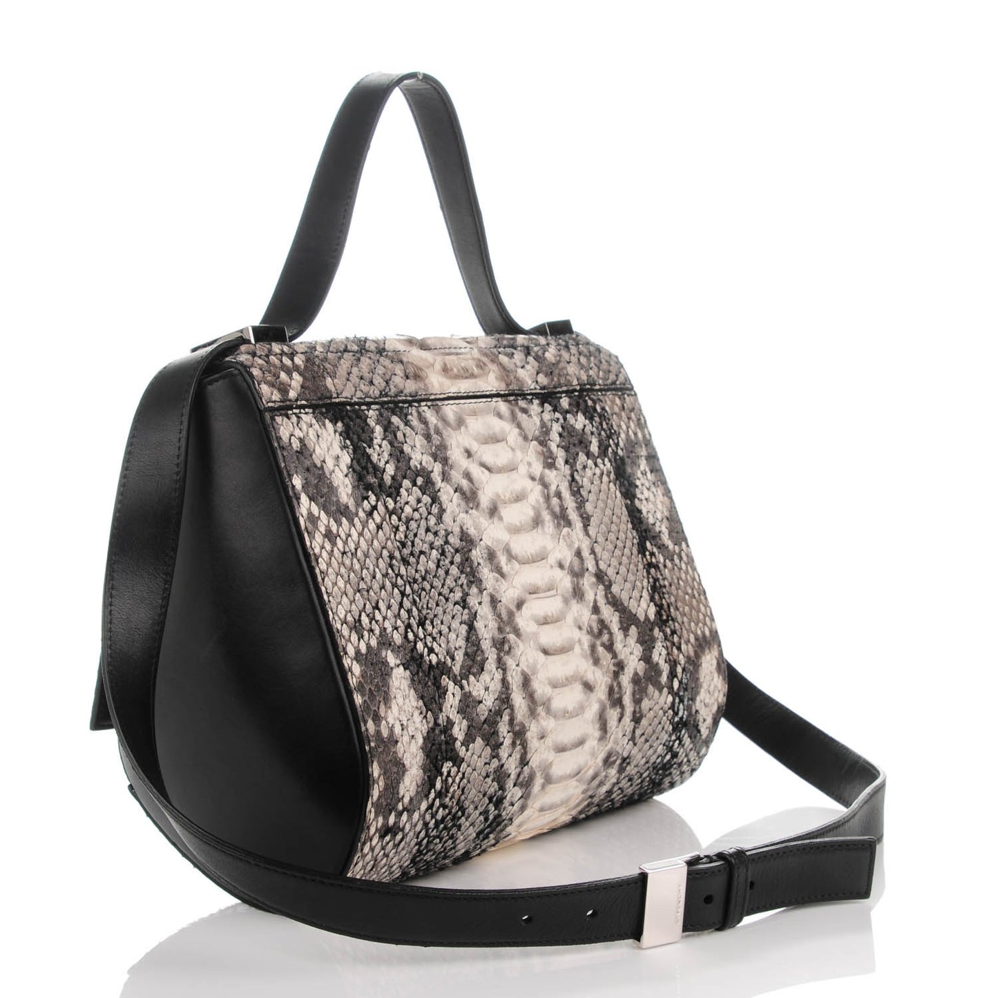 Python Medium Pandora Box Crossbody Bag Black White