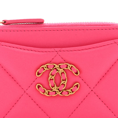 Chanel Lambskin Quilted Chanel 19 Zip Card Holder Pink 8 of 10