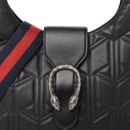 Gucci Calfskin Web Quilted Medium Dionysus Hobo Black 10 of 11
