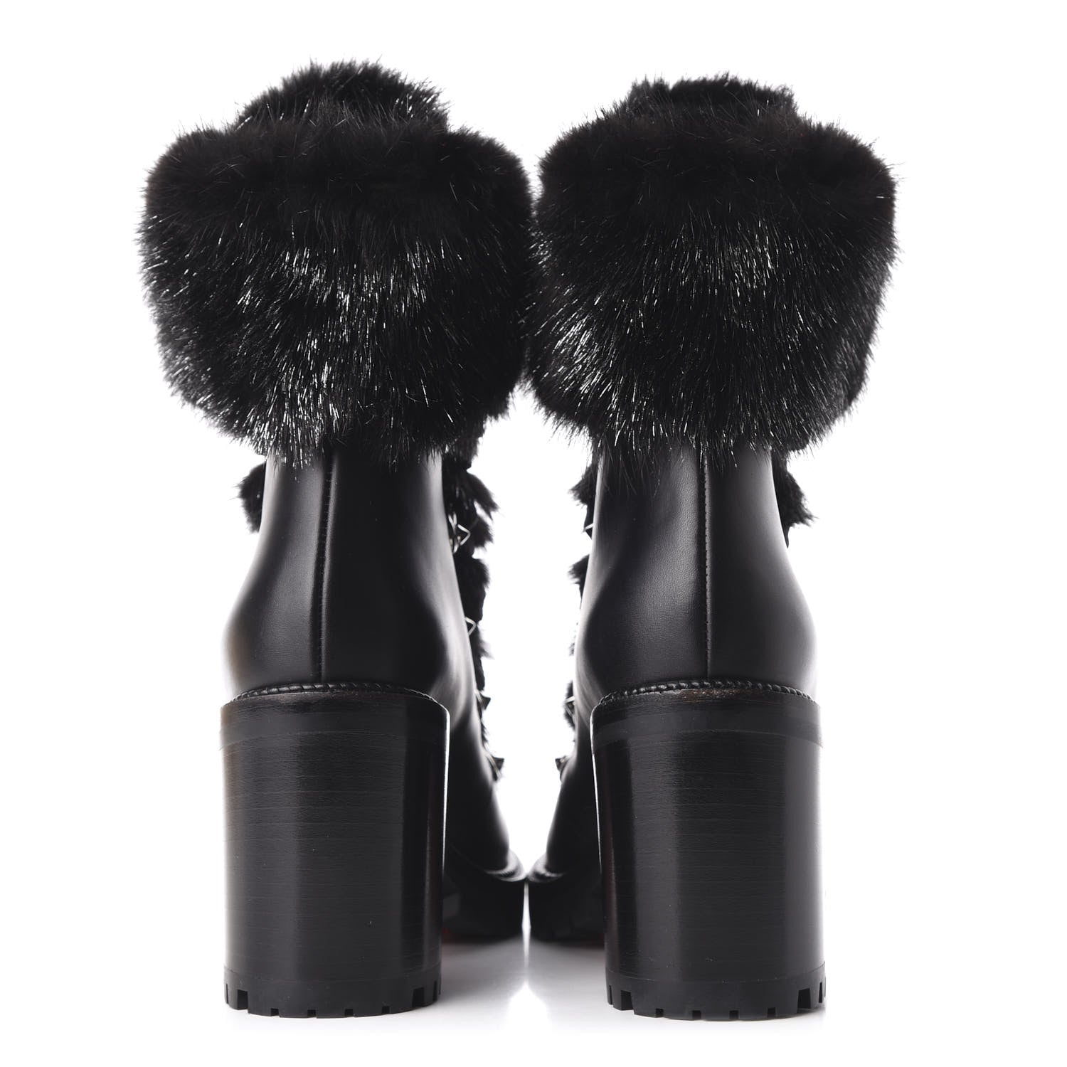 Christian Louboutin Nappa Fox Fur Fanny 70 Ankle Boots 36 Black 7 of 10
