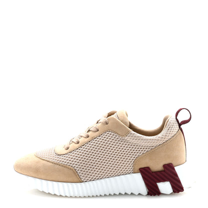 Hermes Air Mesh Suede Goatskin Bouncing Sneakers 38 Beige Argile 1 of 10