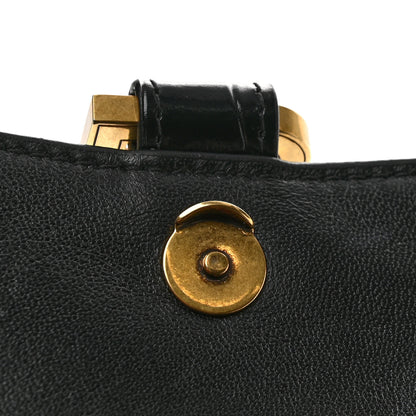Balenciaga Shiny Calfskin Crocodile Embossed Hourglass Top Handle Bag XS Black 11 of 12