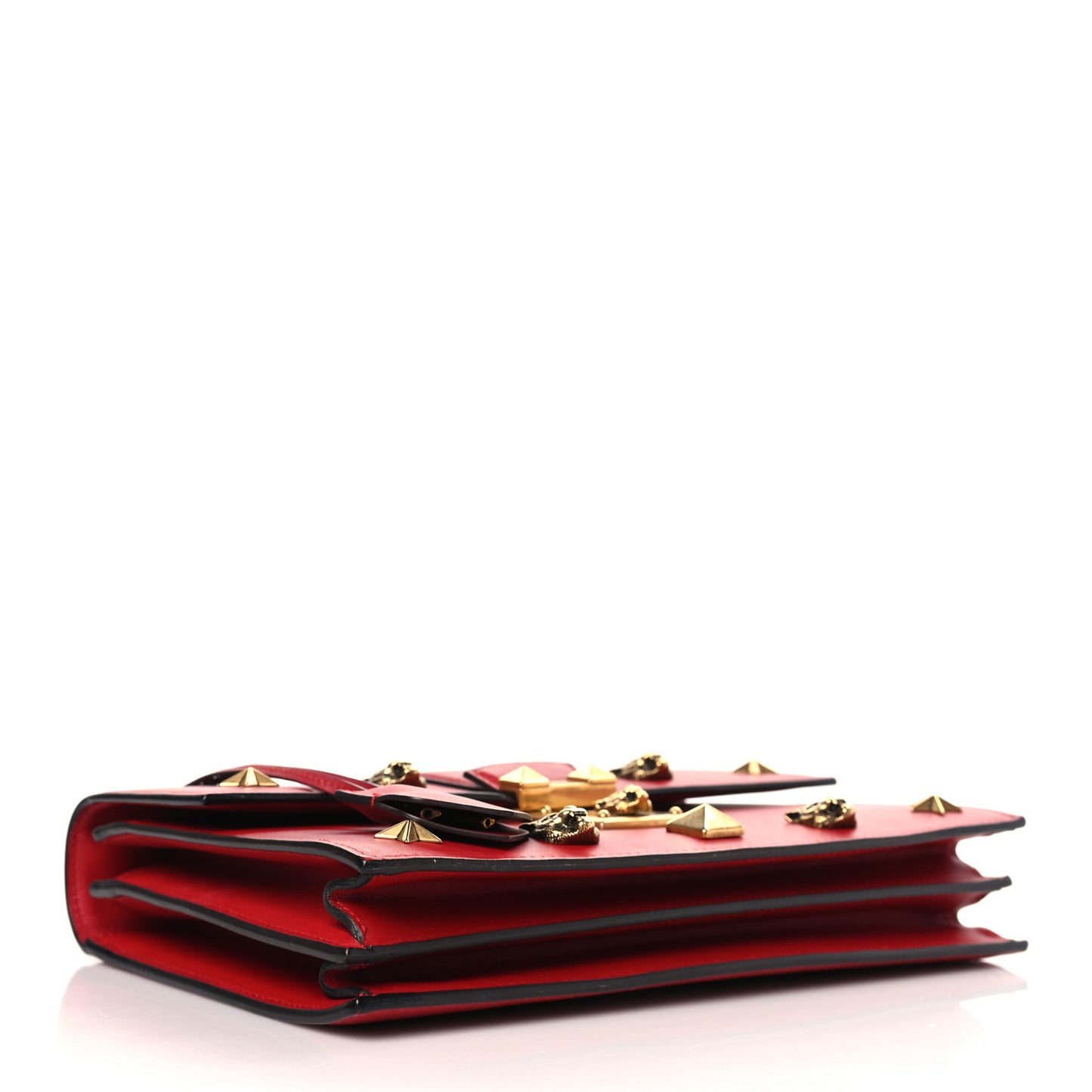 Calfskin Medium Cat Lock Top Handle Bag Red
