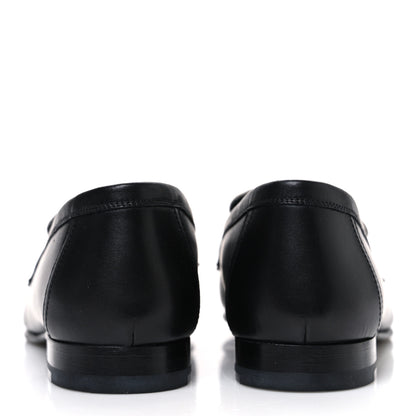 Hermes Toile De Coton Calfskin Womens Paris Loafers 37 Black Prunoir 6 of 11