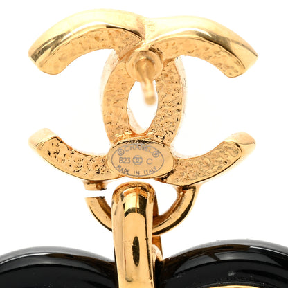 Chanel Resin Heart CC Drop Earrings Black Pink Gold 4 of 4