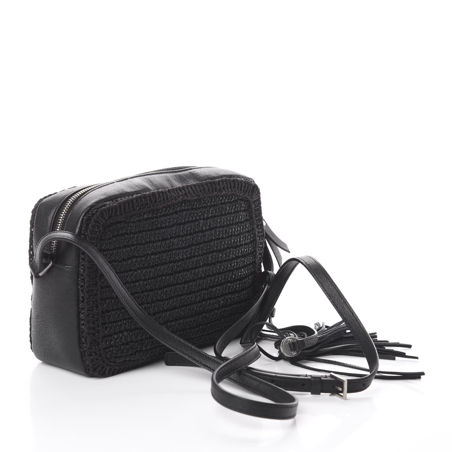 Saint Laurent Raffia Calfskin Monogram Lou Camera Bag Black 2 of 8