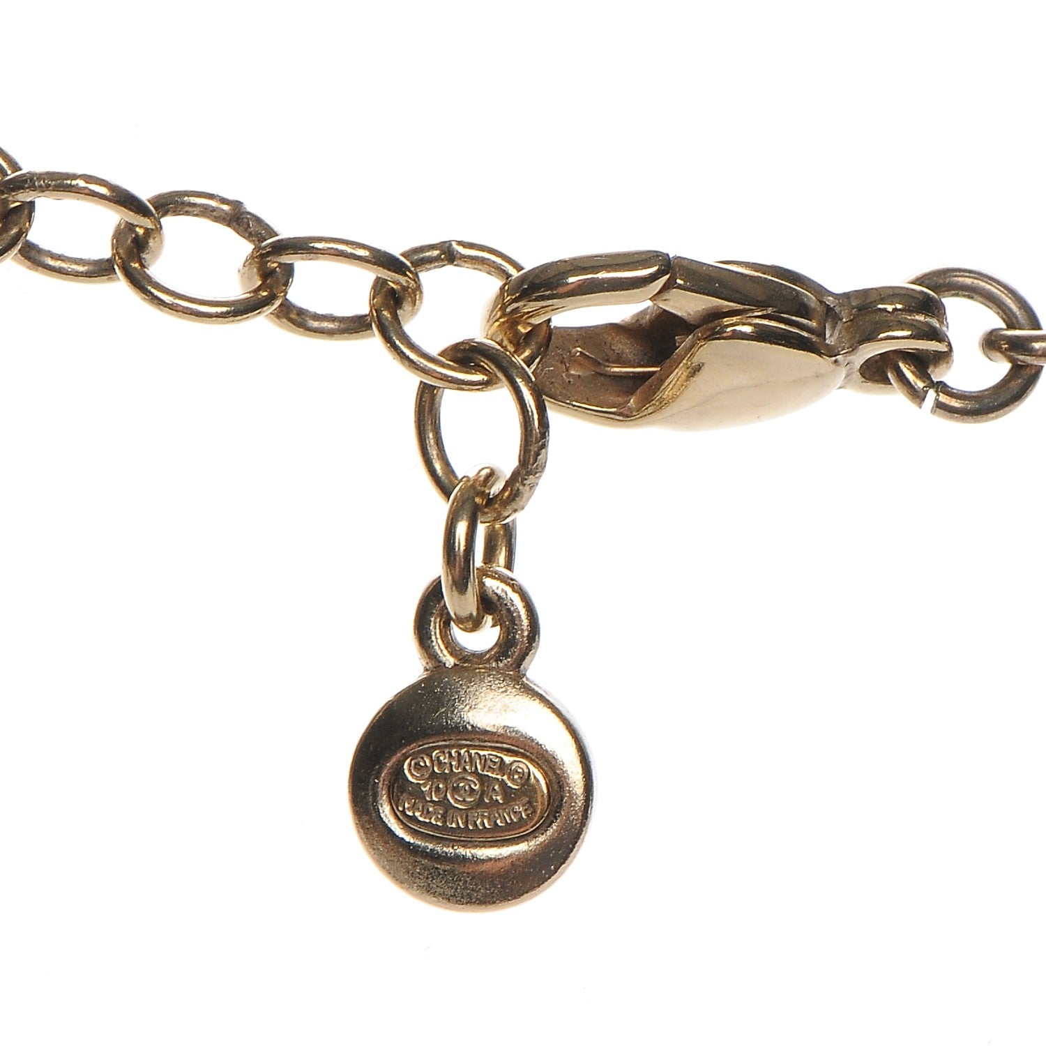 Chanel Crystal Pearl CC Bow Long Necklace Light Gold 9 of 9