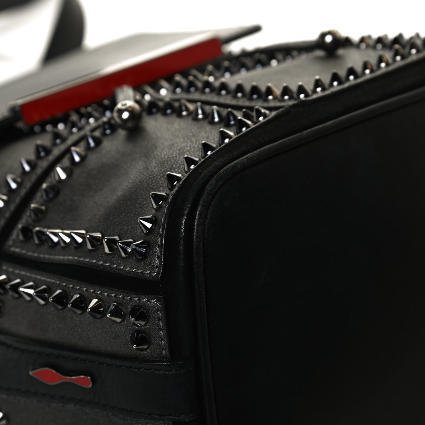 Metallic Sheepskin Spikes Lucky L Convertible Backpack Black