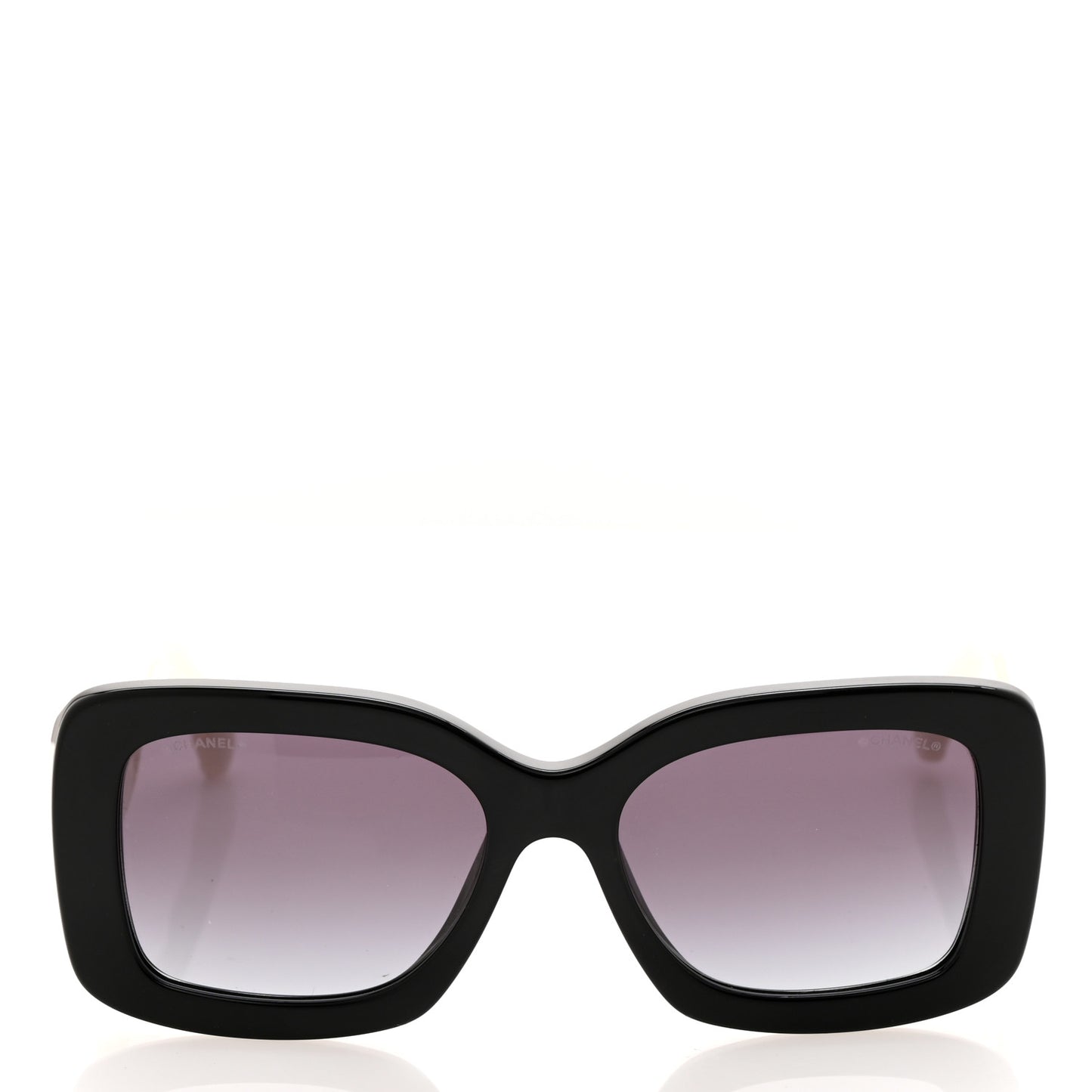 Acetate Quilted CC Rectangle Sunglasses 5483 White Black