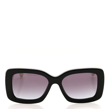 Chanel Acetate Quilted CC Rectangle Sunglasses 5483 White Black 2 of 8