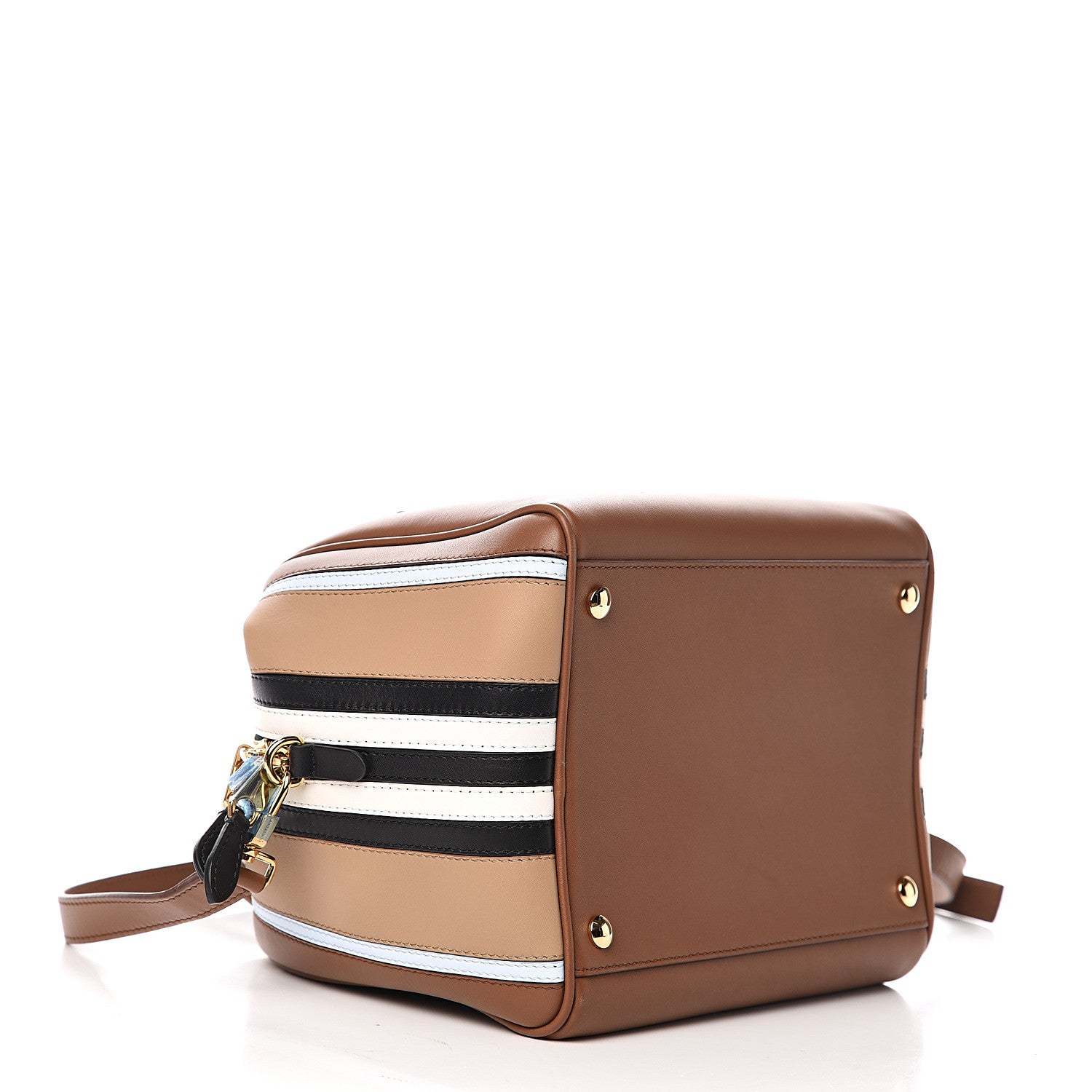 Burberry Smooth Calfskin Stripe Intarsia Bag Malt Brown 3 of 8