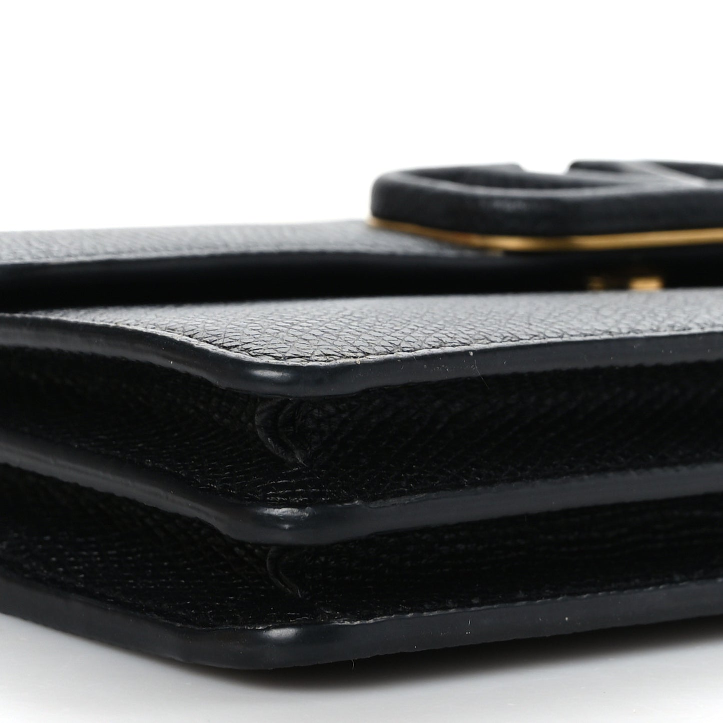 Grainy Calfskin Vlogo Wallet With Chain Black