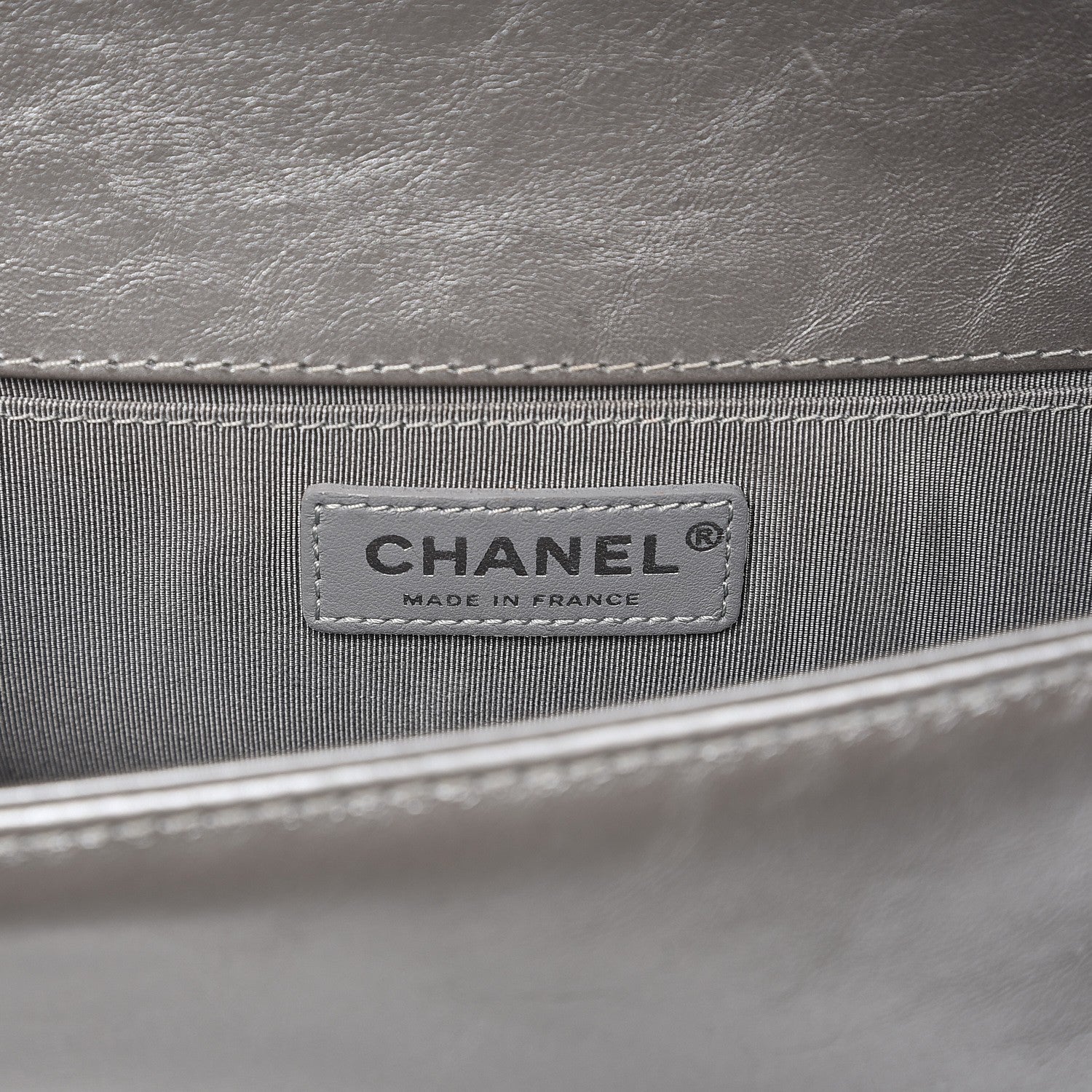 Chanel Metallic Calfskin Chevron Quilted Medium Boy Chained Flap Silver 6 of 10